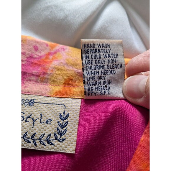 Life Style Top Women's L Vintage Strips Abstract Art Tie Dye Orange Pink Jacket - Picture 10 of 13